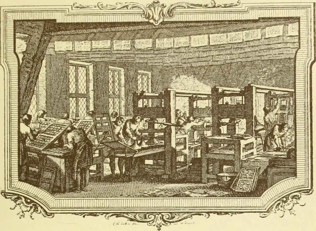 An illustration from Débuts de l'imprimerie en France. L'Imprimerie nationale. L'Hôtel de Rohan, 1905, leaf 107