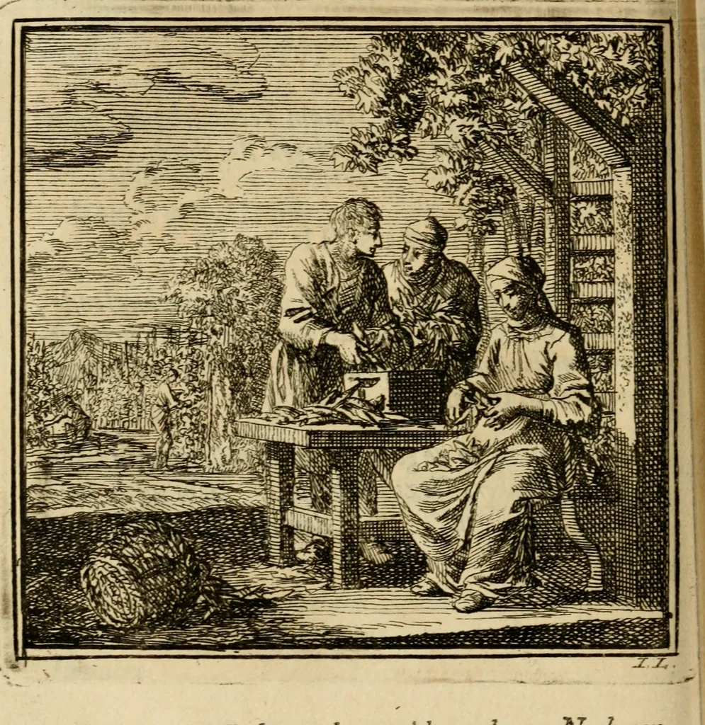 An illustration from De bykorf des gemoeds : honing zaamelende uit allerley bloemen : vervattende over de honderd konstige figuuren : met godlyke spreuken en stichtelyke verzen, 1711, leaf 129