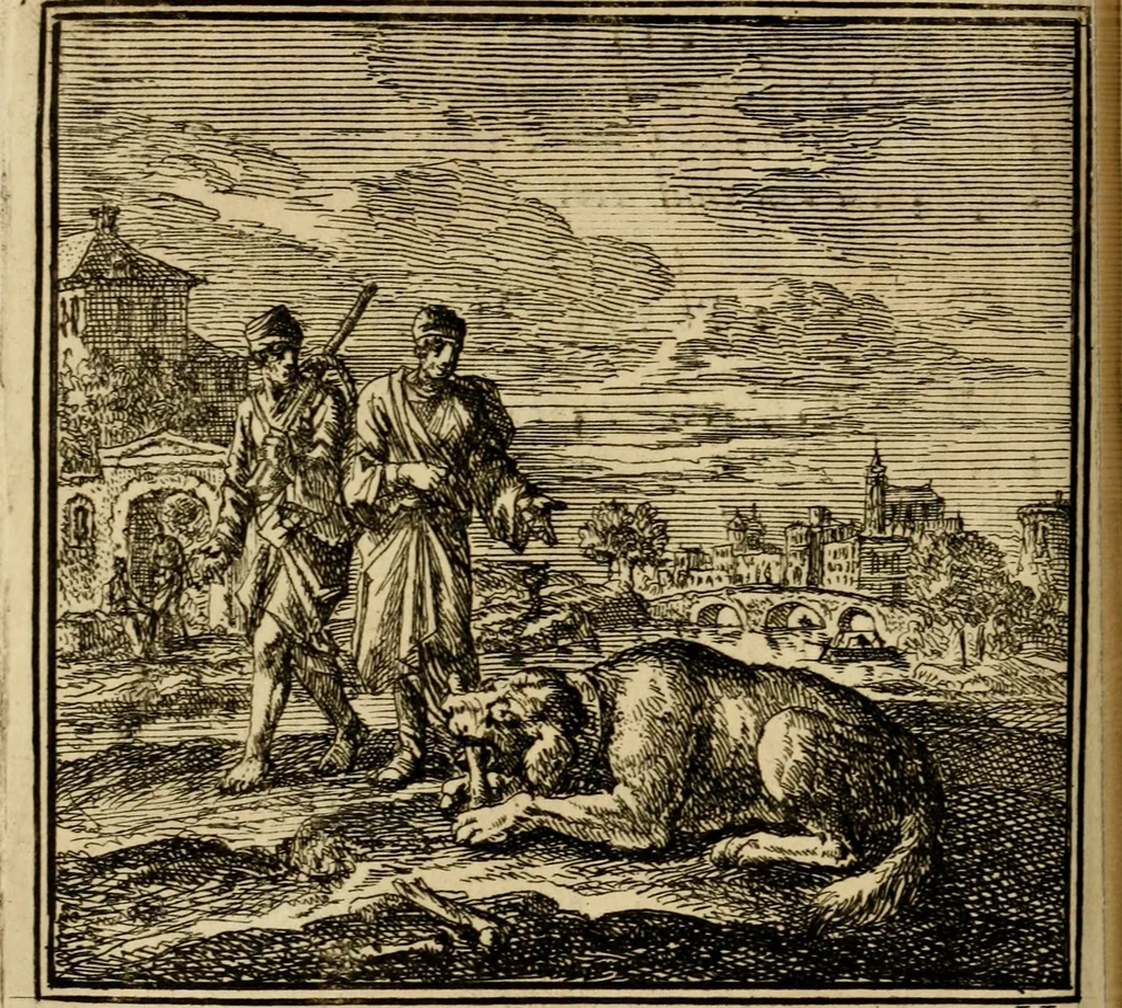 An illustration from De bykorf des gemoeds : honing zaamelende uit allerley bloemen : vervattende over de honderd konstige figuuren : met godlyke spreuken en stichtelyke verzen, 1711, leaf 137