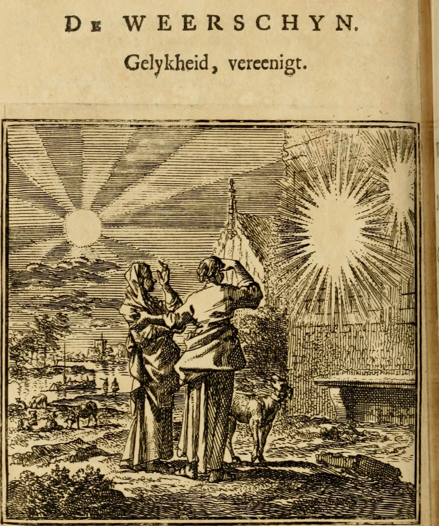An illustration from De bykorf des gemoeds : honing zaamelende uit allerley bloemen : vervattende over de honderd konstige figuuren : met godlyke spreuken en stichtelyke verzen, 1711, leaf 205