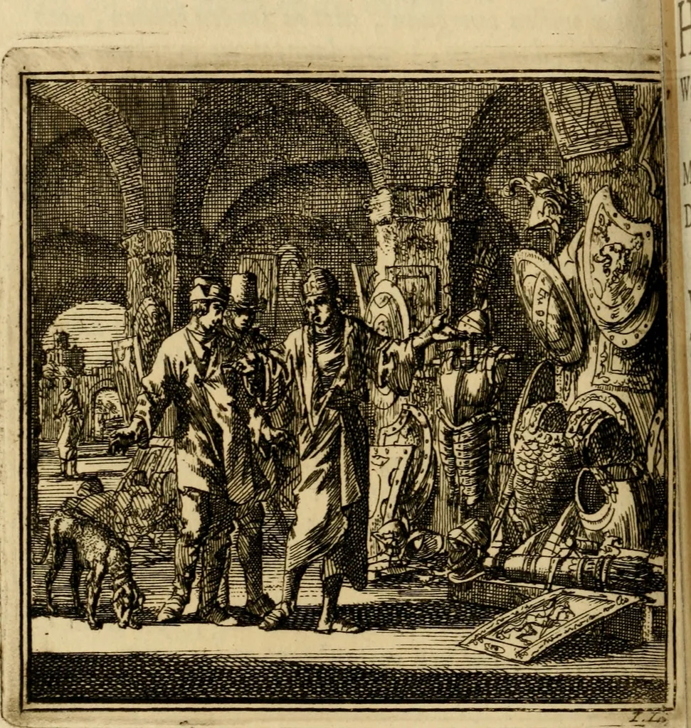 An illustration from De bykorf des gemoeds : honing zaamelende uit allerley bloemen : vervattende over de honderd konstige figuuren : met godlyke spreuken en stichtelyke verzen, 1711, leaf 241