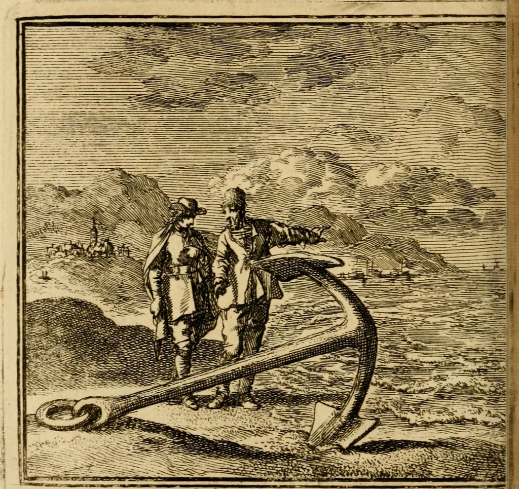 An illustration from De bykorf des gemoeds : honing zaamelende uit allerley bloemen : vervattende over de honderd konstige figuuren : met godlyke spreuken en stichtelyke verzen, 1711, leaf 265