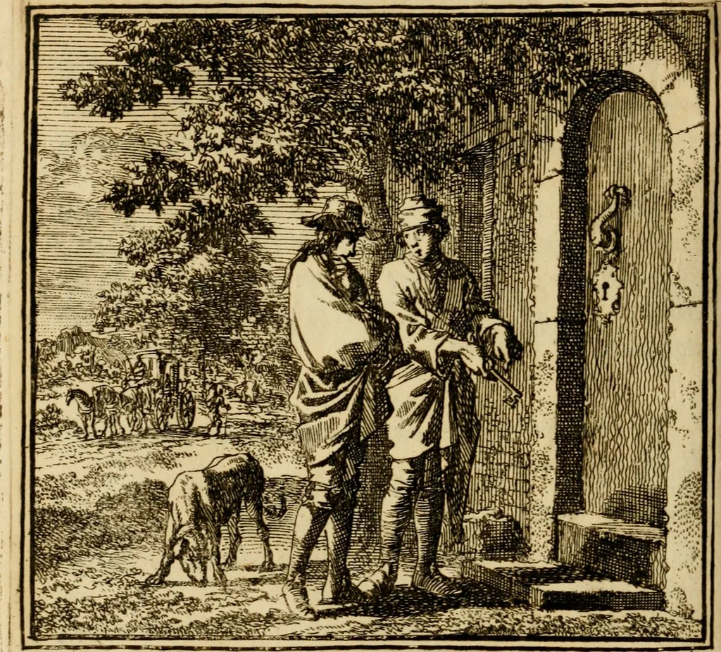 An illustration from De bykorf des gemoeds : honing zaamelende uit allerley bloemen : vervattende over de honderd konstige figuuren : met godlyke spreuken en stichtelyke verzen, 1711, leaf 301