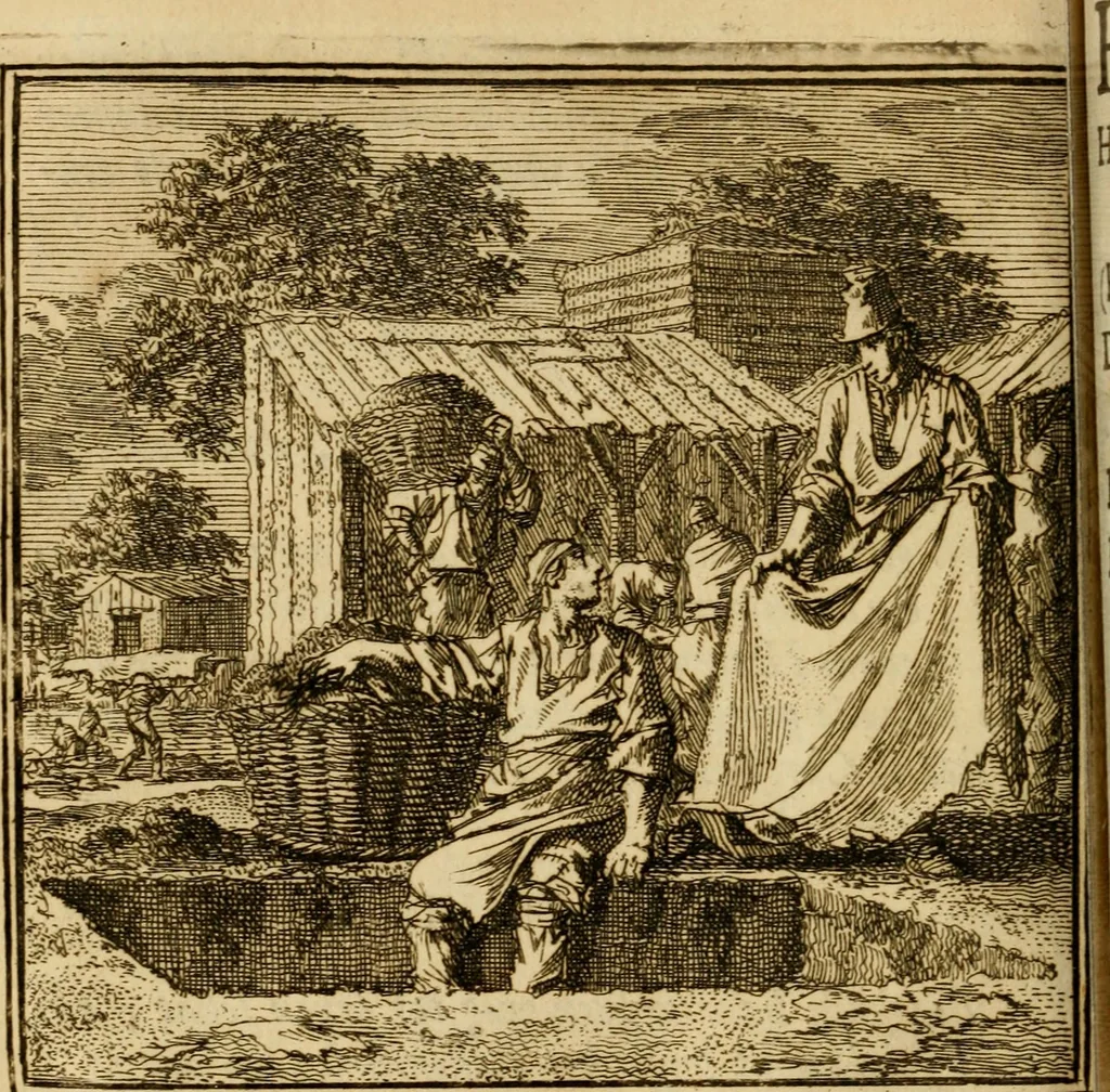 An illustration from De bykorf des gemoeds : honing zaamelende uit allerley bloemen : vervattende over de honderd konstige figuuren : met godlyke spreuken en stichtelyke verzen, 1711, leaf 357