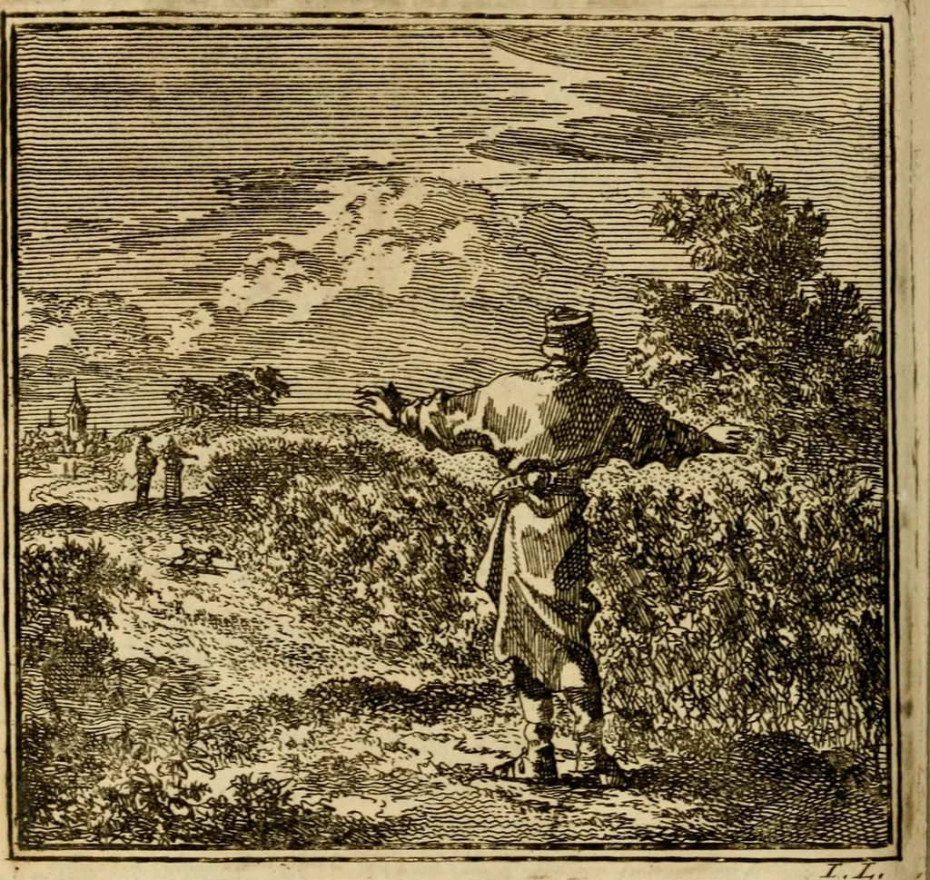 An illustration from De bykorf des gemoeds : honing zaamelende uit allerley bloemen : vervattende over de honderd konstige figuuren : met godlyke spreuken en stichtelyke verzen, 1711, leaf 397