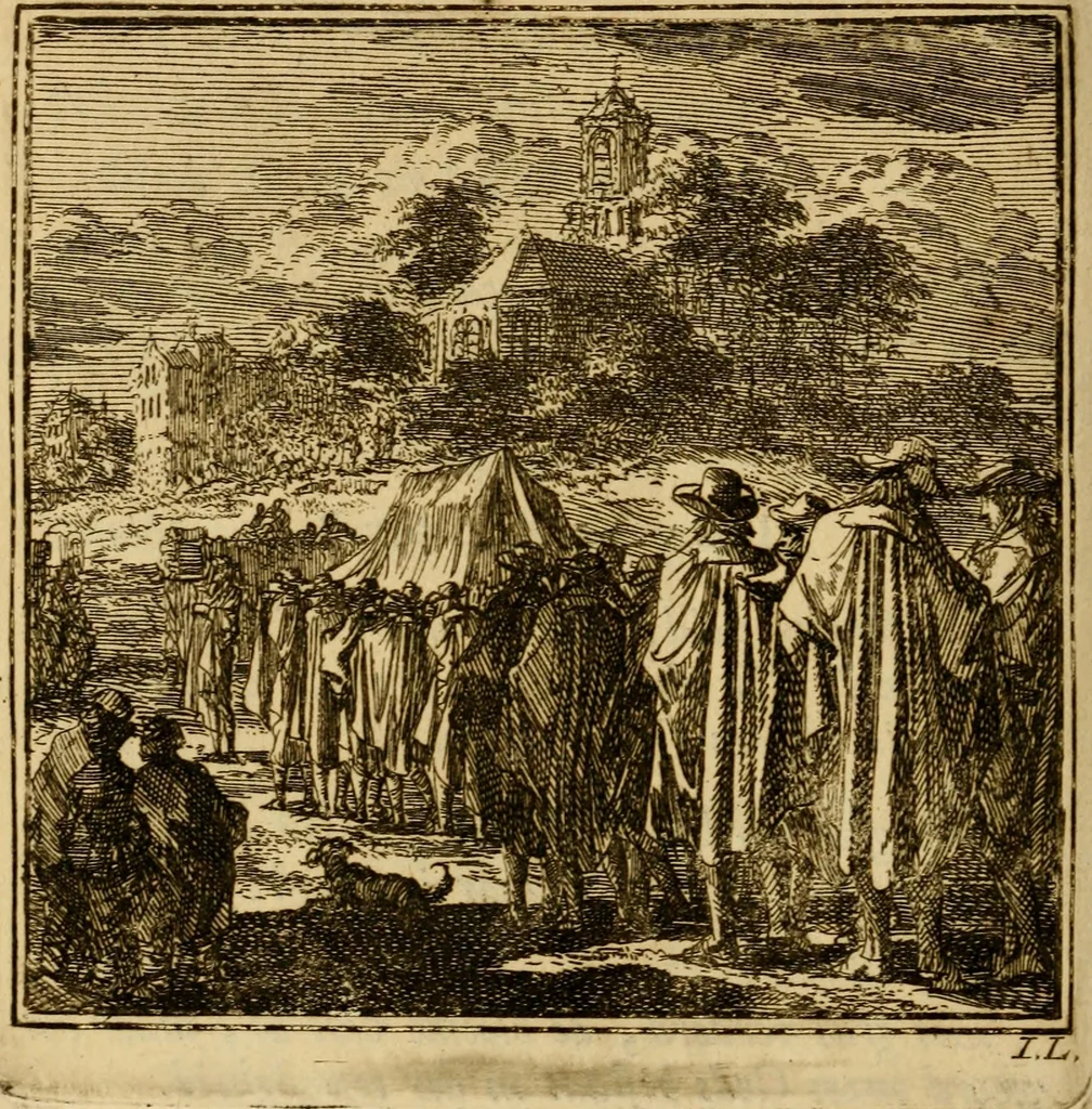 An illustration from De bykorf des gemoeds : honing zaamelende uit allerley bloemen : vervattende over de honderd konstige figuuren : met godlyke spreuken en stichtelyke verzen, 1711, leaf 417