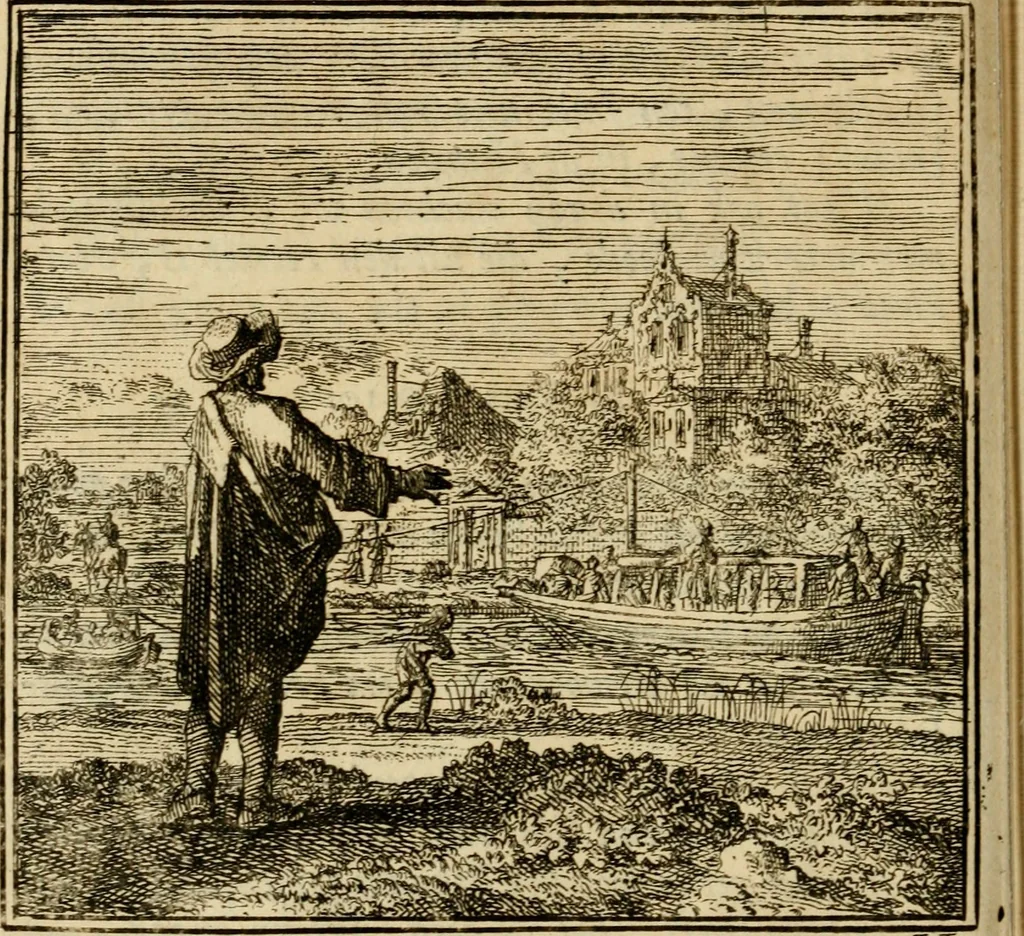 An illustration from De bykorf des gemoeds : honing zaamelende uit allerley bloemen : vervattende over de honderd konstige figuuren : met godlyke spreuken en stichtelyke verzen, 1711, leaf 49