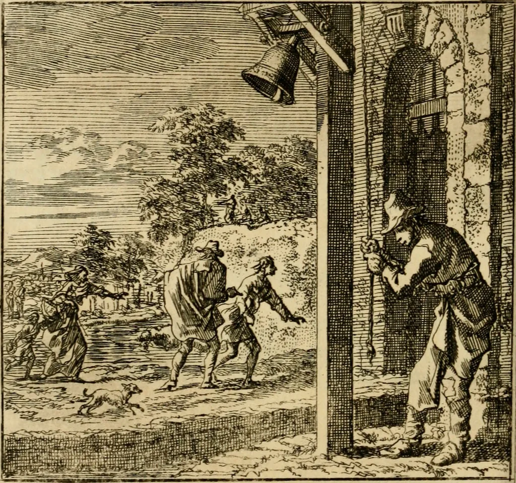 An illustration from De bykorf des gemoeds : honing zaamelende uit allerley bloemen : vervattende over de honderd konstige figuuren : met godlyke spreuken en stichtelyke verzen, 1711, leaf 85