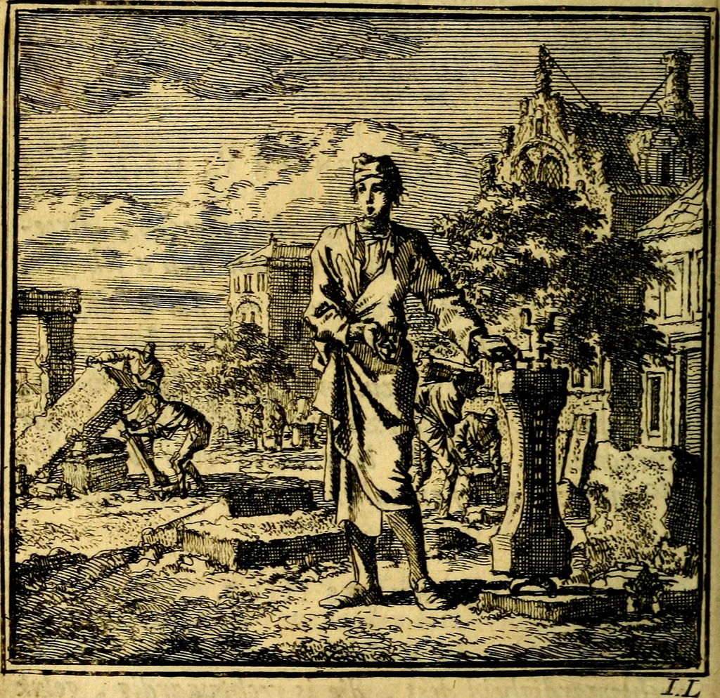 An illustration from De Bykorf des Gemoeds : Honing zaamelende uit allerley Bloemen, 1711, leaf 109