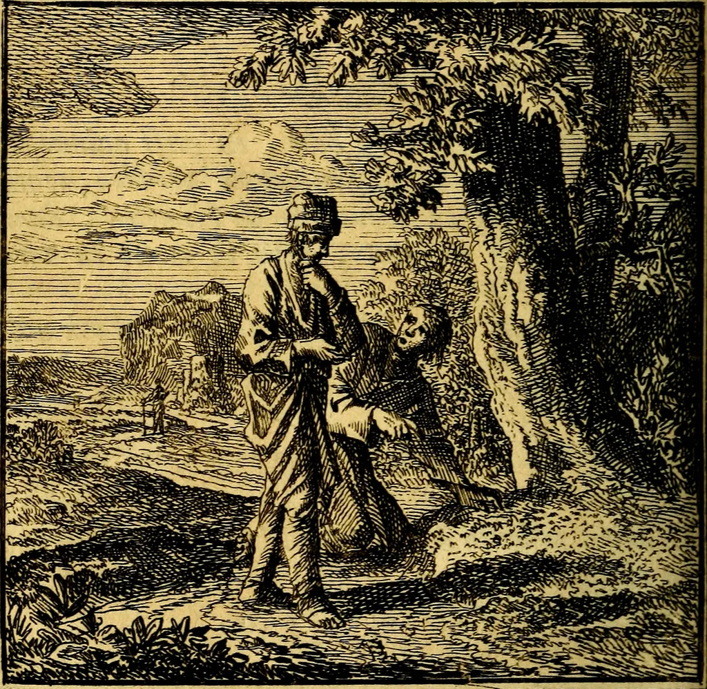 An illustration from De Bykorf des Gemoeds : Honing zaamelende uit allerley Bloemen, 1711, leaf 133