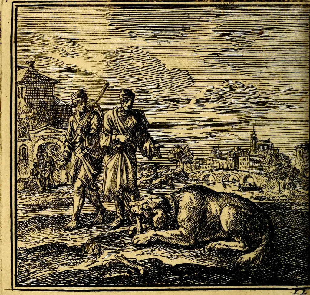 An illustration from De Bykorf des Gemoeds : Honing zaamelende uit allerley Bloemen, 1711, leaf 137