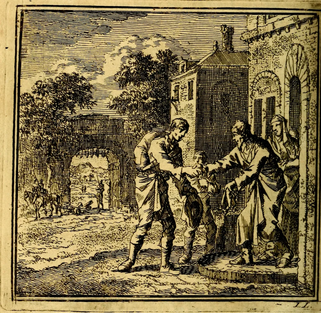 An illustration from De Bykorf des Gemoeds : Honing zaamelende uit allerley Bloemen, 1711, leaf 173