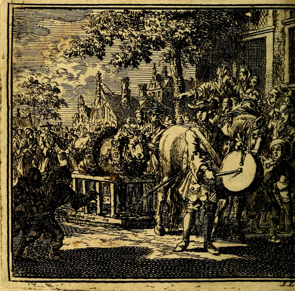 An illustration from De Bykorf des Gemoeds : Honing zaamelende uit allerley Bloemen, 1711, leaf 197