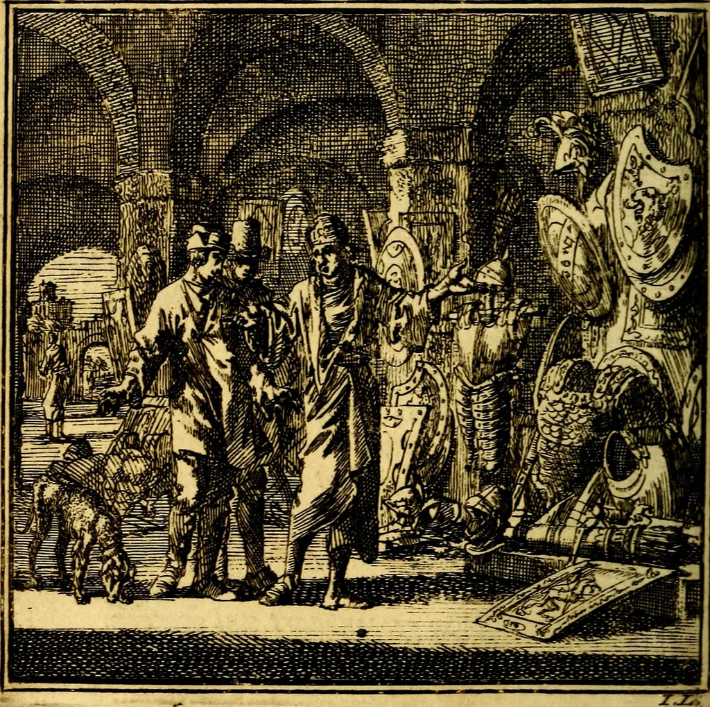 An illustration from De Bykorf des Gemoeds : Honing zaamelende uit allerley Bloemen, 1711, leaf 241