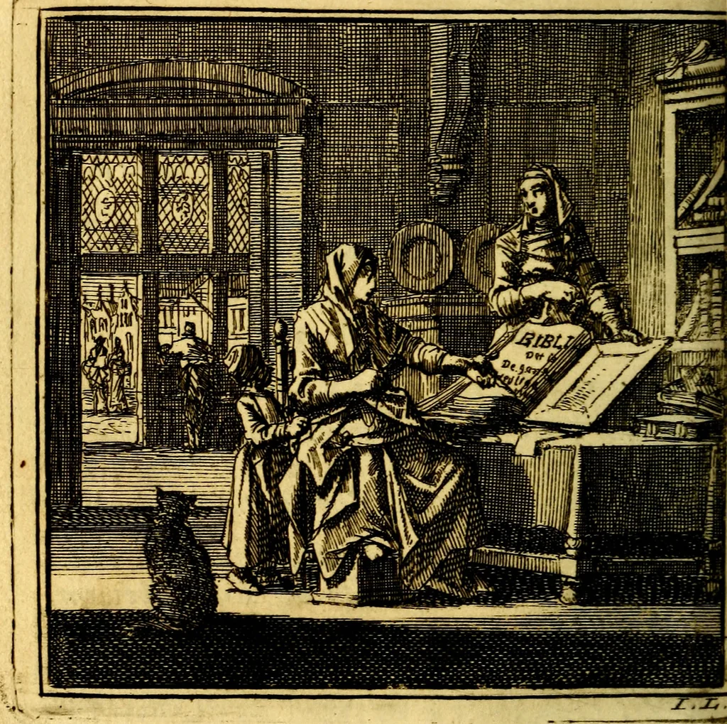An illustration from De Bykorf des Gemoeds : Honing zaamelende uit allerley Bloemen, 1711, leaf 245