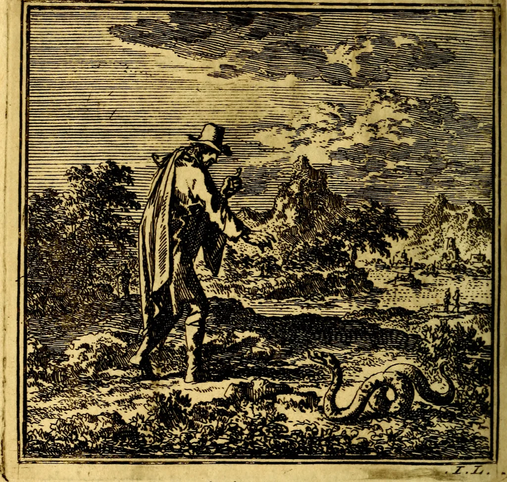An illustration from De Bykorf des Gemoeds : Honing zaamelende uit allerley Bloemen, 1711, leaf 253
