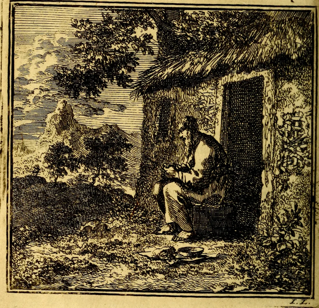 An illustration from De Bykorf des Gemoeds : Honing zaamelende uit allerley Bloemen, 1711, leaf 257