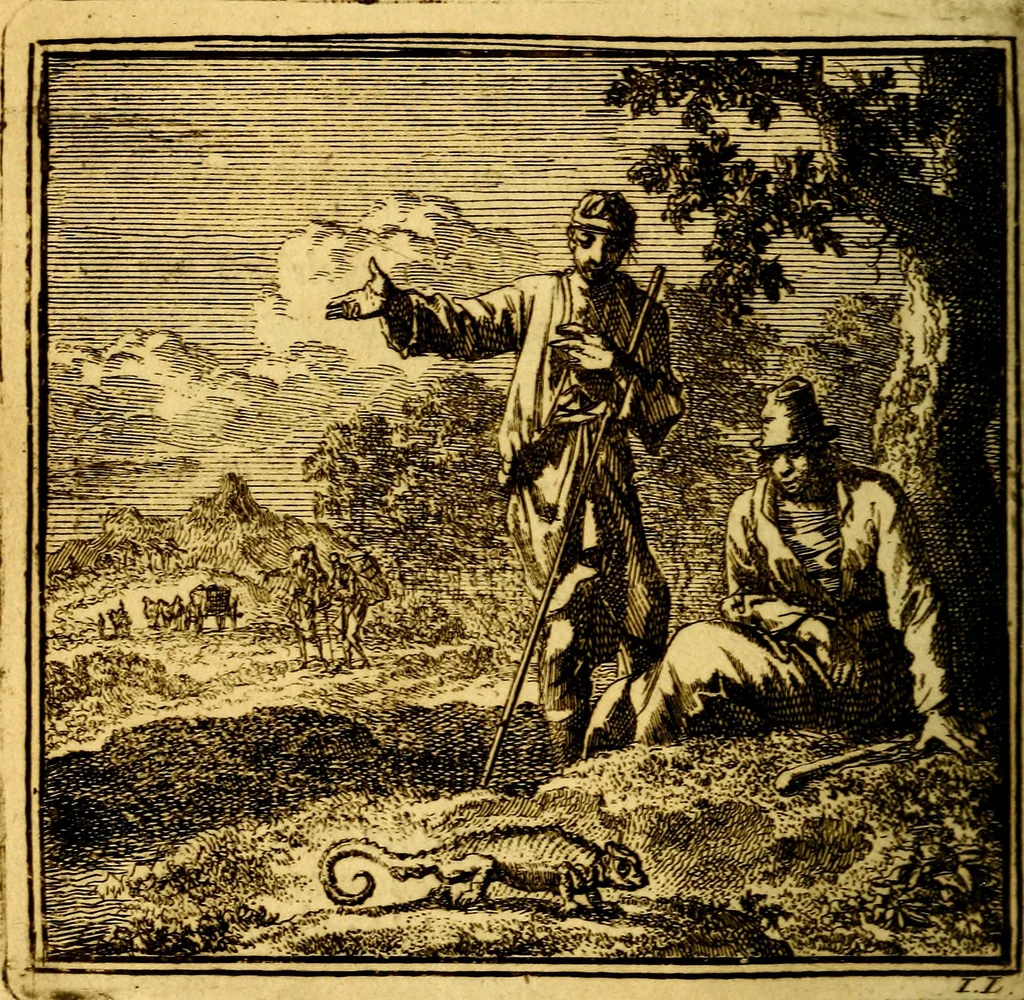 An illustration from De Bykorf des Gemoeds : Honing zaamelende uit allerley Bloemen, 1711, leaf 321