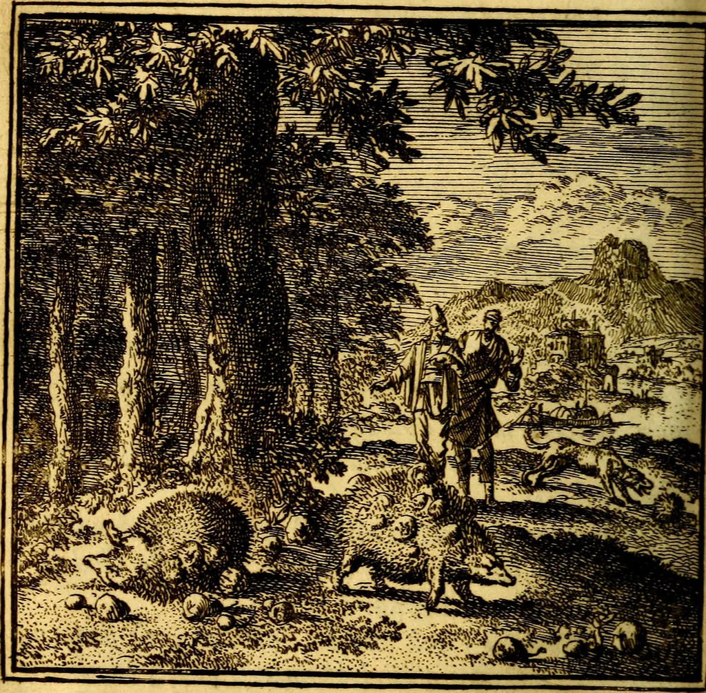 An illustration from De Bykorf des Gemoeds : Honing zaamelende uit allerley Bloemen, 1711, leaf 325
