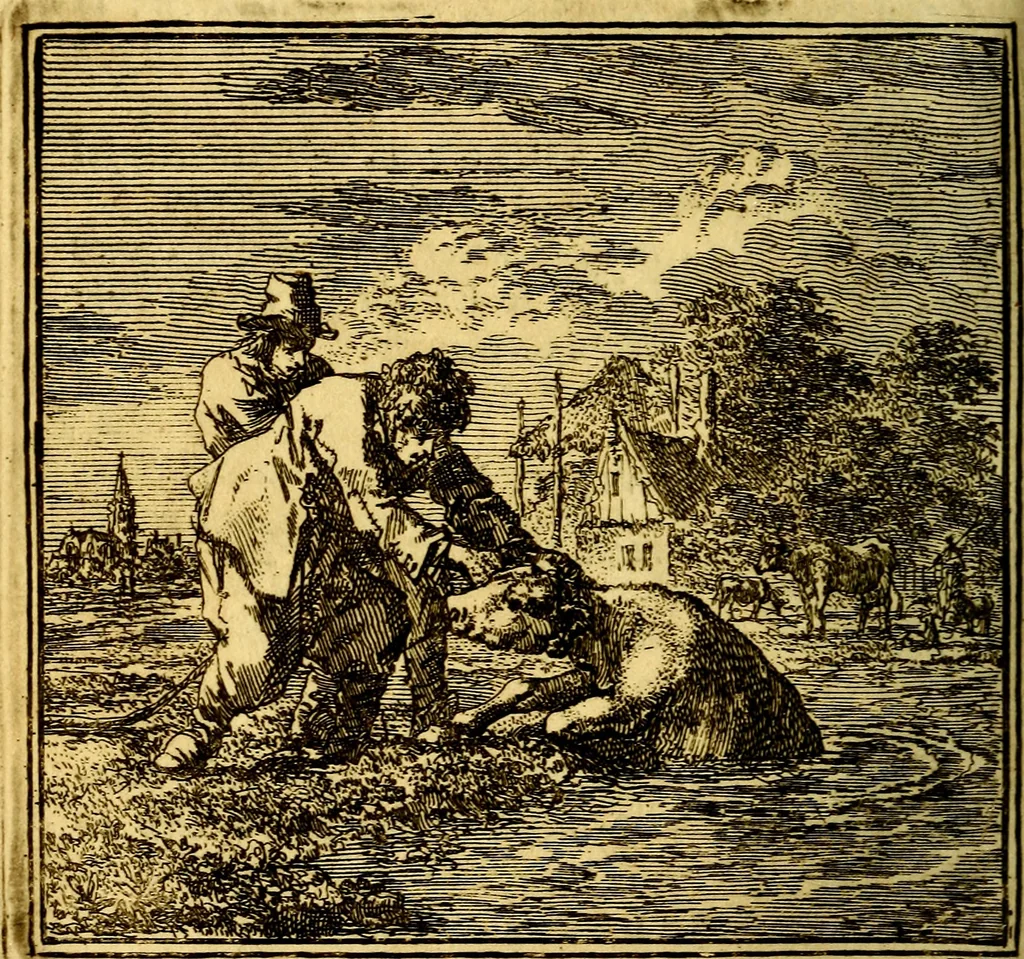 An illustration from De Bykorf des Gemoeds : Honing zaamelende uit allerley Bloemen, 1711, leaf 345