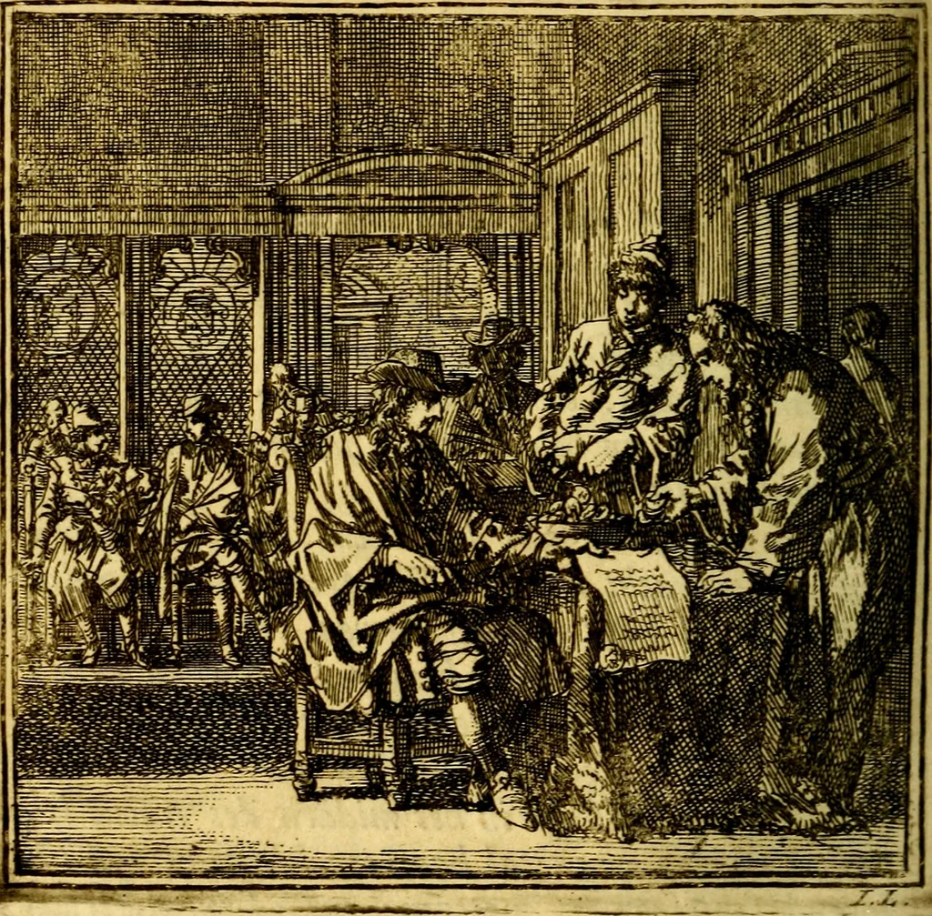 An illustration from De Bykorf des Gemoeds : Honing zaamelende uit allerley Bloemen, 1711, leaf 353