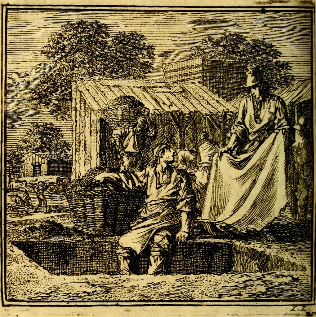 An illustration from De Bykorf des Gemoeds : Honing zaamelende uit allerley Bloemen, 1711, leaf 357
