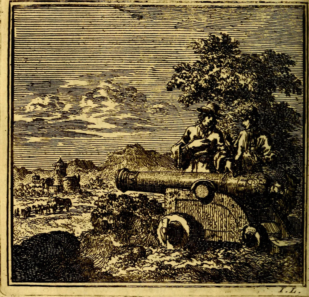 An illustration from De Bykorf des Gemoeds : Honing zaamelende uit allerley Bloemen, 1711, leaf 381