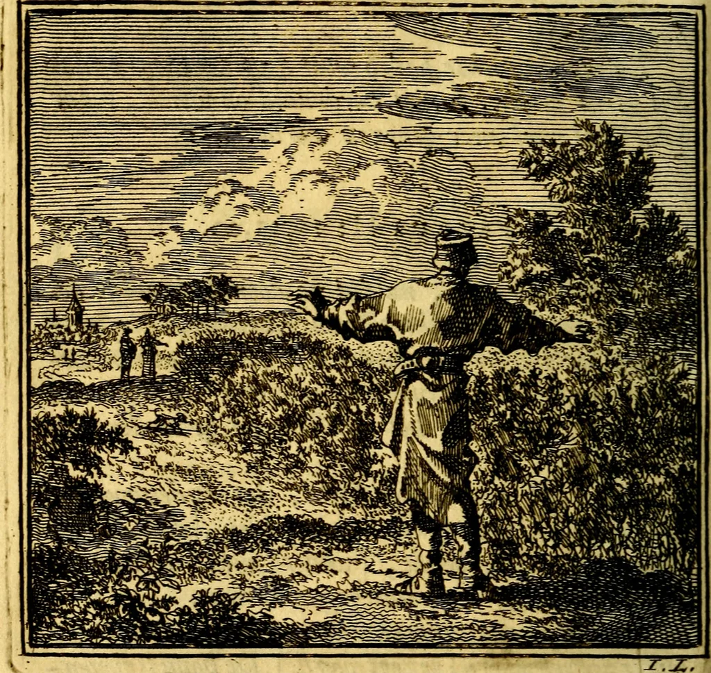 An illustration from De Bykorf des Gemoeds : Honing zaamelende uit allerley Bloemen, 1711, leaf 397