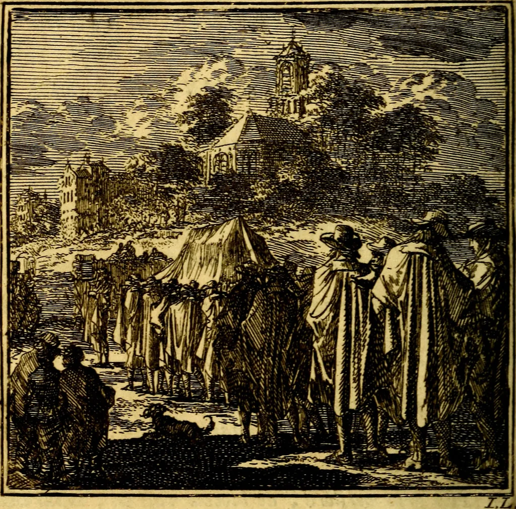 An illustration from De Bykorf des Gemoeds : Honing zaamelende uit allerley Bloemen, 1711, leaf 417