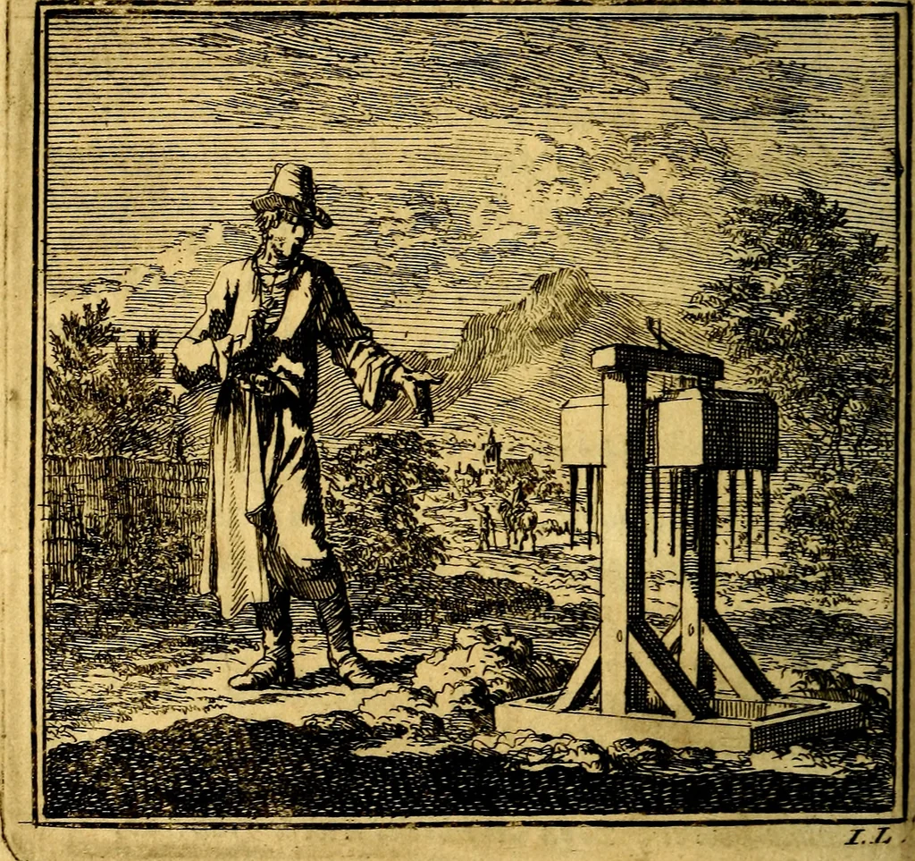 An illustration from De Bykorf des Gemoeds : Honing zaamelende uit allerley Bloemen, 1711, leaf 89