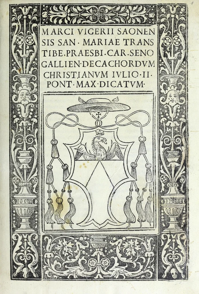 An illustration from Decachordvm christianvm : Ivlio II, pont. max. dicatvm, 1507, leaf 7