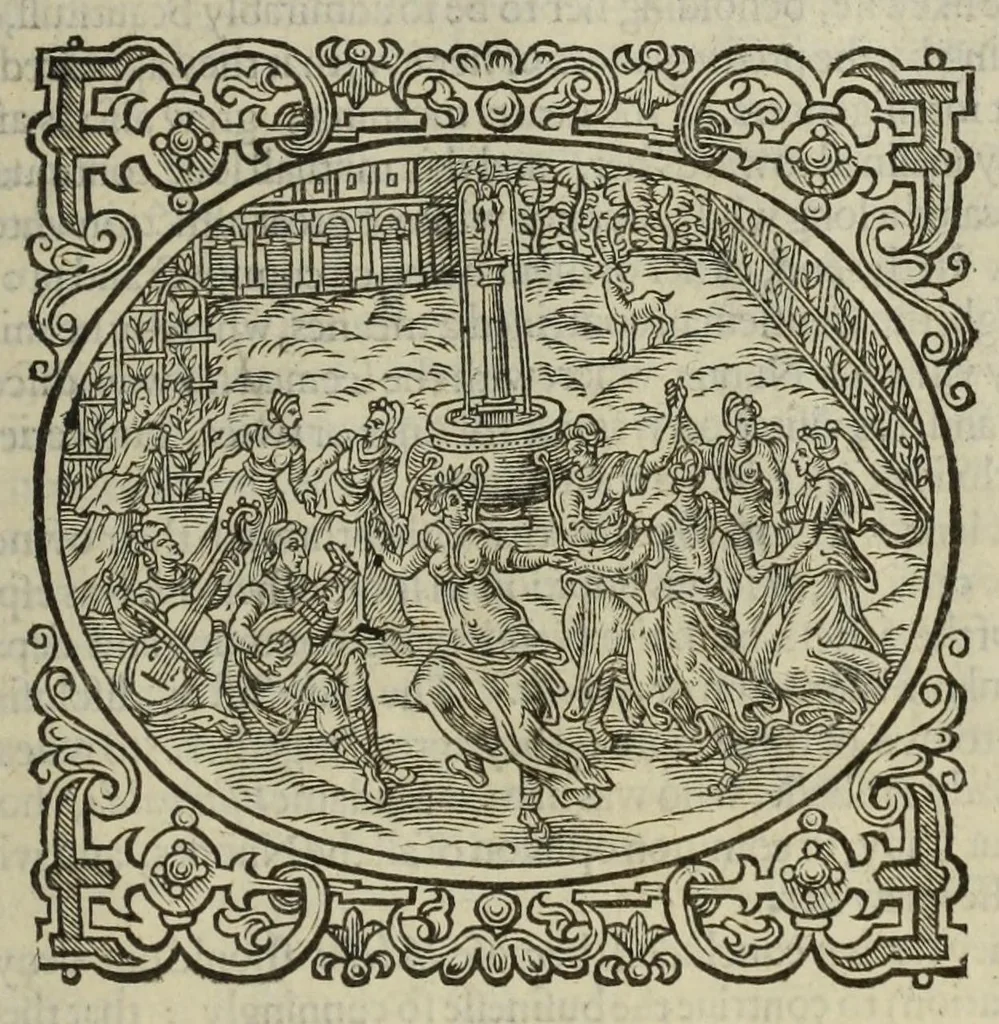 An illustration from The decameron : containing an hundred pleasant nouels : wittily discoursed, betweene seauen honourable ladies and three noble gentlemen, 1620, leaf 655