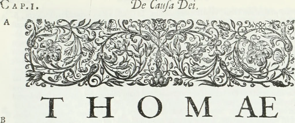 An illustration from De causa Dei contra Pelagium et de virtute causarum. Opera et studio Henrici Savilli. Ex scriptis codicibus nunc primum editi, 1618, leaf 676