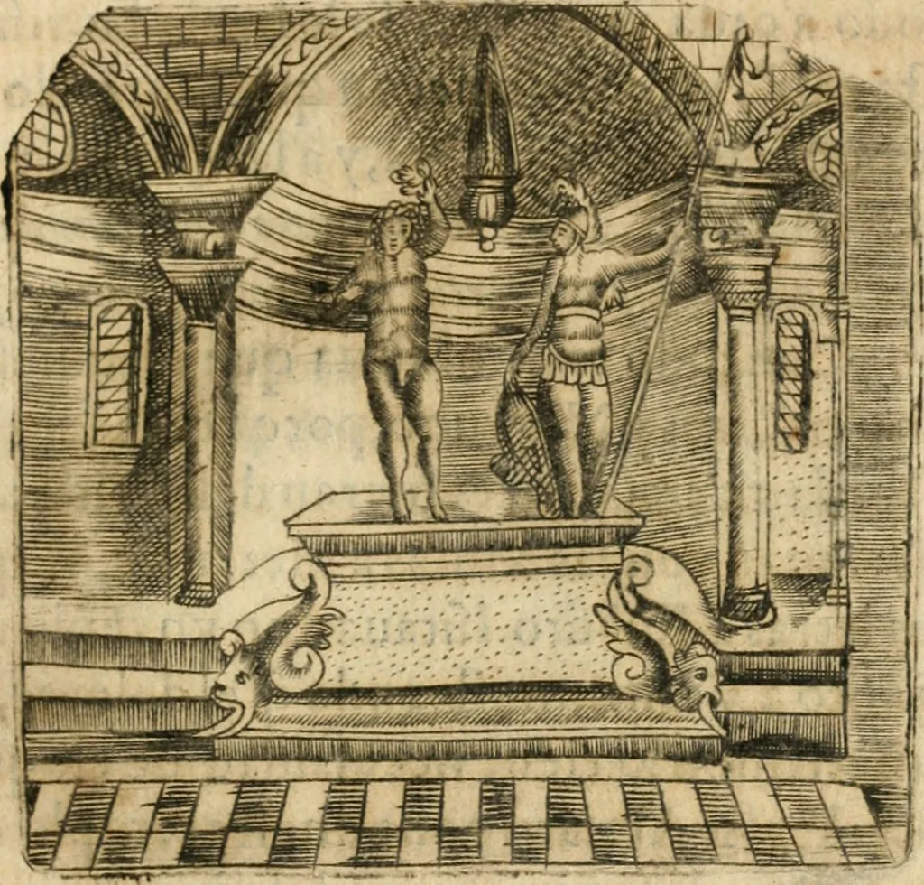 An illustration from Declaracion magistral sobre las emblemas de Andres Alciato con todas las historias, antiguedades, moralidad y doctrina tocante a las buenas costumbres, 1615, leaf 186