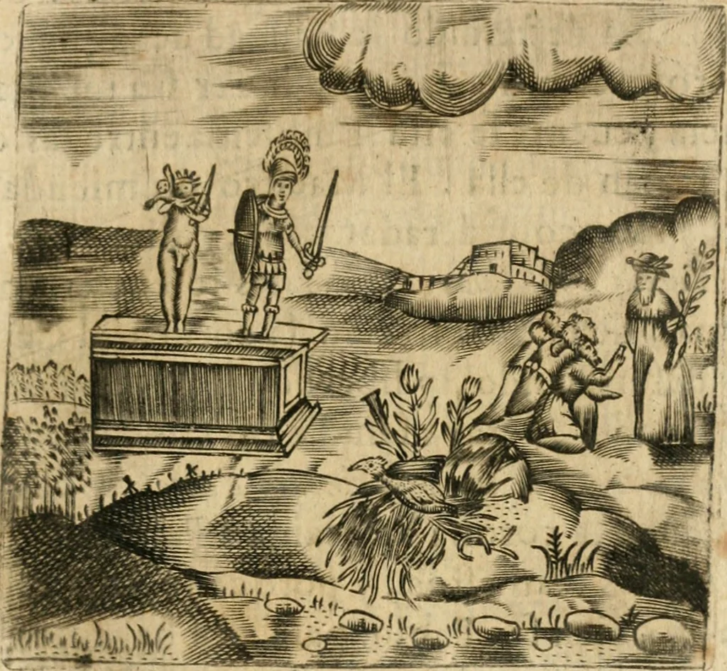 An illustration from Declaracion magistral sobre las emblemas de Andres Alciato con todas las historias, antiguedades, moralidad y doctrina tocante a las buenas costumbres, 1615, leaf 210