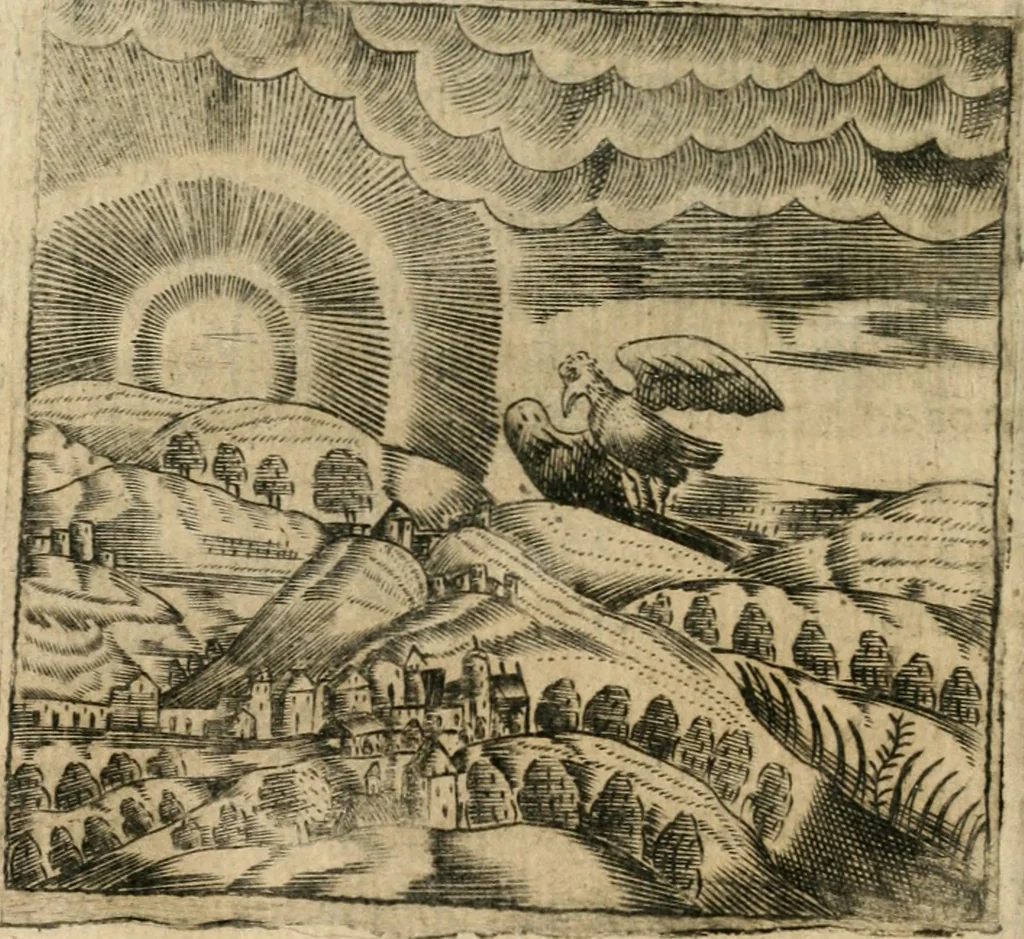 An illustration from Declaracion magistral sobre las emblemas de Andres Alciato con todas las historias, antiguedades, moralidad y doctrina tocante a las buenas costumbres, 1615, leaf 383