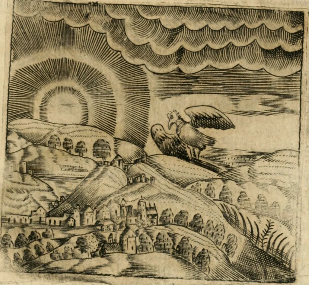 An illustration from Declaracion magistral sobre las emblemas de Andres Alciato con todas las historias, antiguedades, moralidad y doctrina tocante a las buenas costumbres, 1615, leaf 386