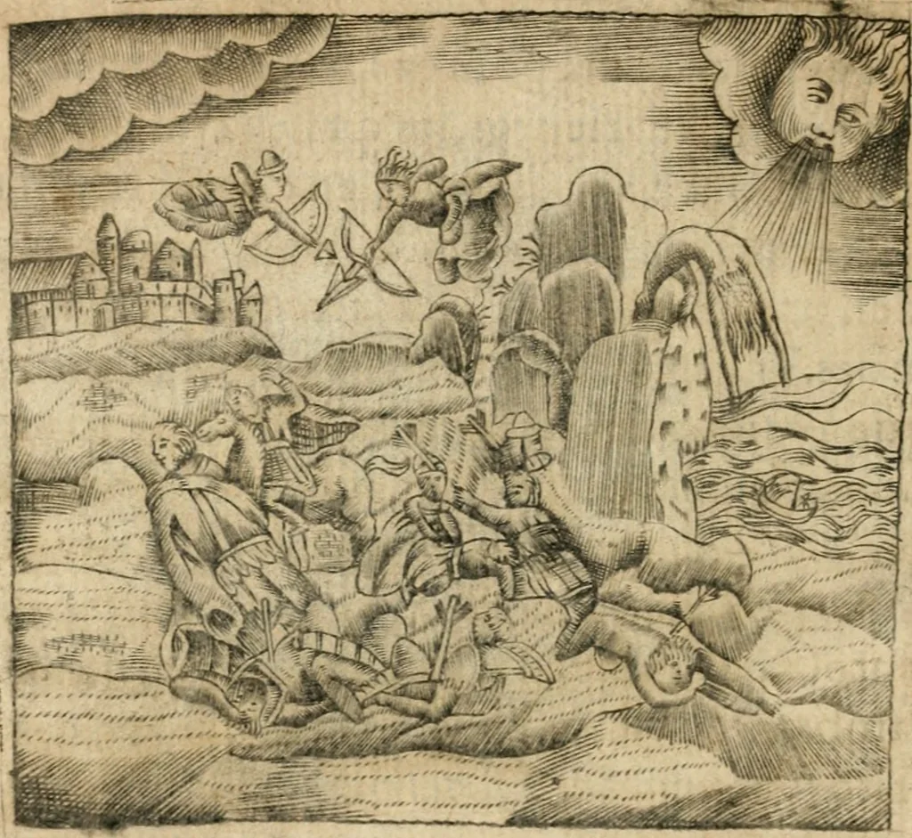 An illustration from Declaracion magistral sobre las emblemas de Andres Alciato con todas las historias, antiguedades, moralidad y doctrina tocante a las buenas costumbres, 1615, leaf 401