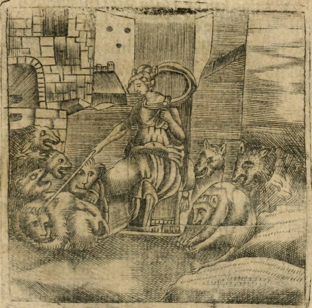 An illustration from Declaracion magistral sobre las emblemas de Andres Alciato con todas las historias, antiguedades, moralidad y doctrina tocante a las buenas costumbres, 1615, leaf 444