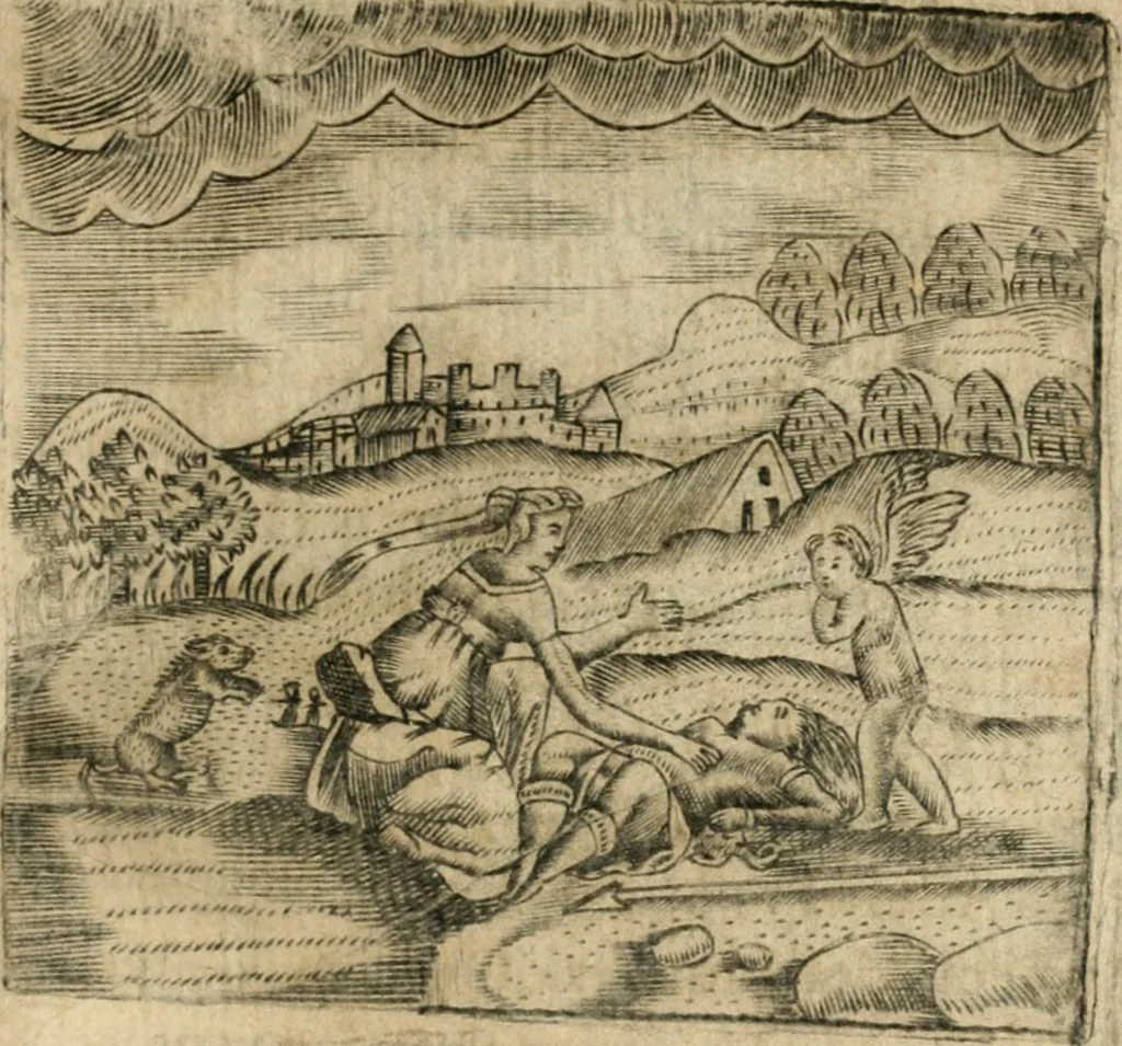 An illustration from Declaracion magistral sobre las emblemas de Andres Alciato con todas las historias, antiguedades, moralidad y doctrina tocante a las buenas costumbres, 1615, leaf 450