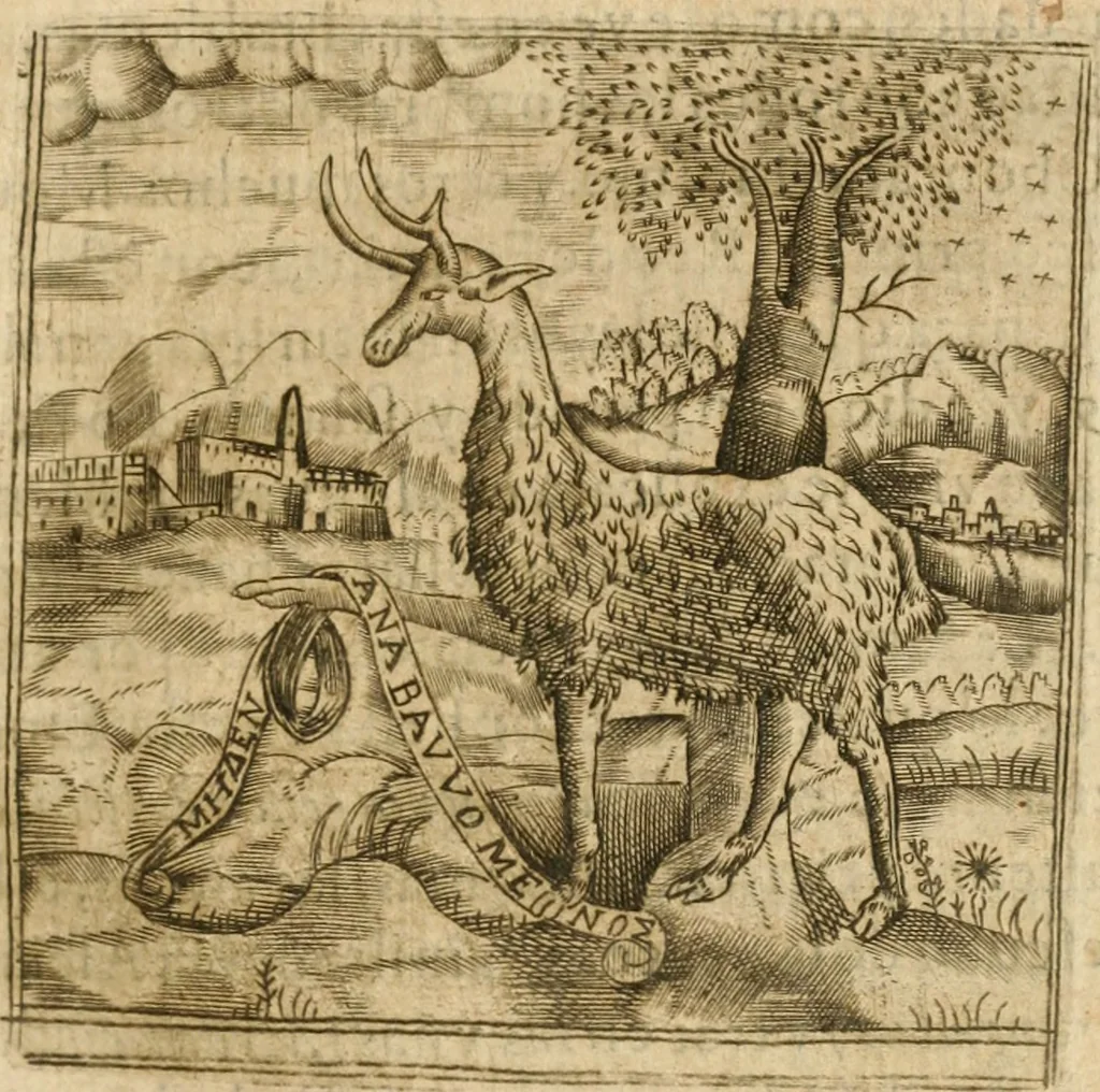 An illustration from Declaracion magistral sobre las emblemas de Andres Alciato con todas las historias, antiguedades, moralidad y doctrina tocante a las buenas costumbres, 1615, leaf 48