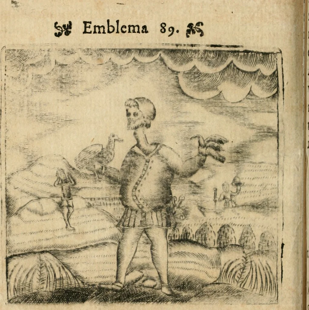 An illustration from Declaracion magistral sobre las emblemas de Andres Alciato con todas las historias, antiguedades, moralidad y doctrina tocante a las buenas costumbres, 1615, leaf 497