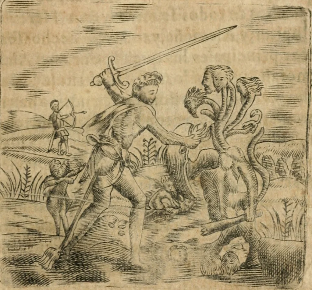 An illustration from Declaracion magistral sobre las emblemas de Andres Alciato con todas las historias, antiguedades, moralidad y doctrina tocante a las buenas costumbres, 1615, leaf 690