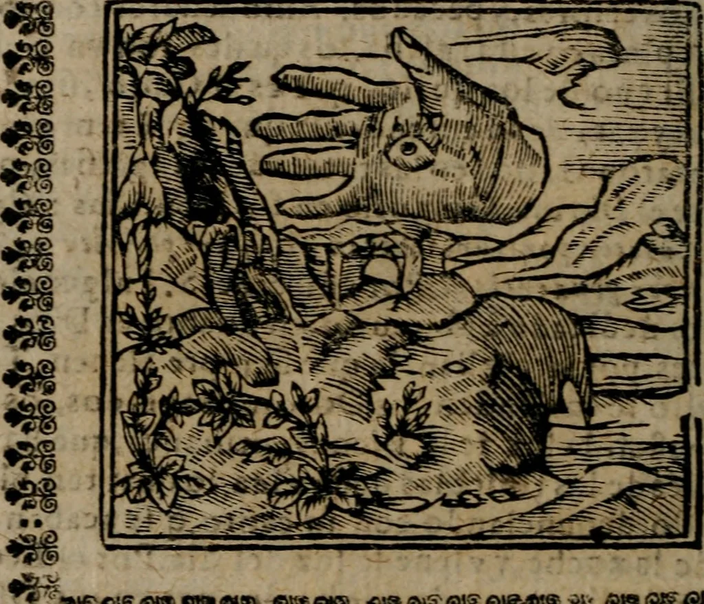 An illustration from Declaracion magistral sobre las Emblemas de Andres Alciato : con todas las historias, antiguedades, moralidad, y doctrina, tocante a las buenas costumbres : dedicadas a la muy noble insigne, leal, y coronada ciudad de Valencia, 1670, leaf 103