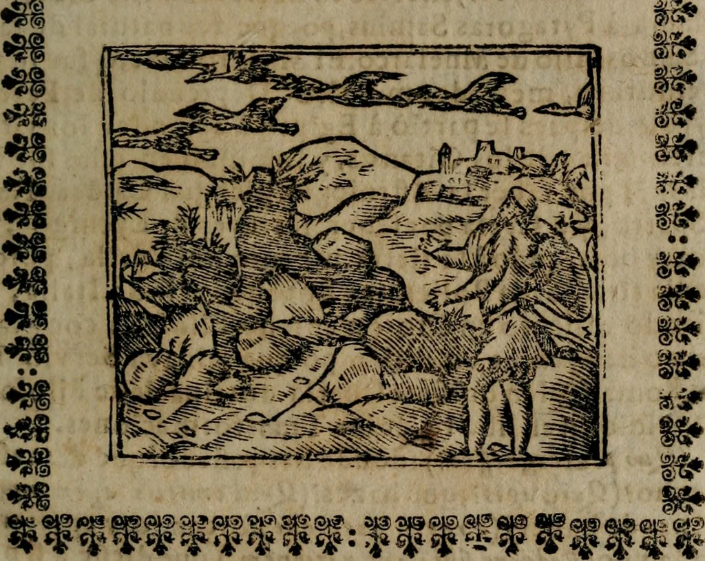 An illustration from Declaracion magistral sobre las Emblemas de Andres Alciato : con todas las historias, antiguedades, moralidad, y doctrina, tocante a las buenas costumbres : dedicadas a la muy noble insigne, leal, y coronada ciudad de Valencia, 1670, leaf 108