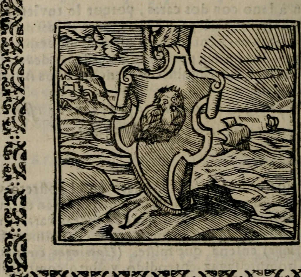An illustration from Declaracion magistral sobre las Emblemas de Andres Alciato : con todas las historias, antiguedades, moralidad, y doctrina, tocante a las buenas costumbres : dedicadas a la muy noble insigne, leal, y coronada ciudad de Valencia, 1670, leaf 119