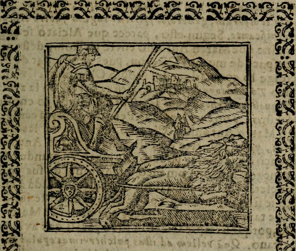 An illustration from Declaracion magistral sobre las Emblemas de Andres Alciato : con todas las historias, antiguedades, moralidad, y doctrina, tocante a las buenas costumbres : dedicadas a la muy noble insigne, leal, y coronada ciudad de Valencia, 1670, leaf 168