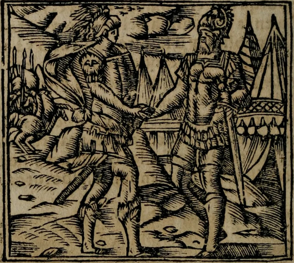An illustration from Declaracion magistral sobre las Emblemas de Andres Alciato : con todas las historias, antiguedades, moralidad, y doctrina, tocante a las buenas costumbres : dedicadas a la muy noble insigne, leal, y coronada ciudad de Valencia, 1670, leaf 213