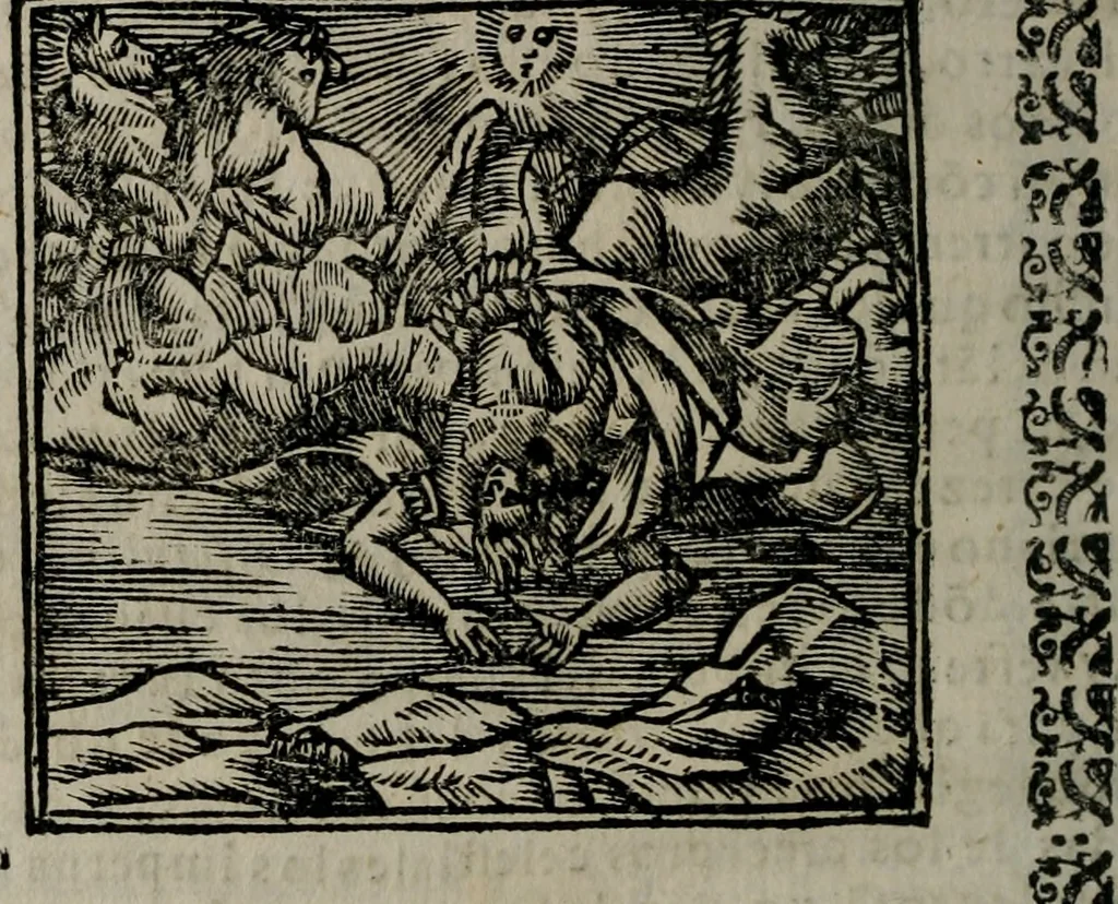 An illustration from Declaracion magistral sobre las Emblemas de Andres Alciato : con todas las historias, antiguedades, moralidad, y doctrina, tocante a las buenas costumbres : dedicadas a la muy noble insigne, leal, y coronada ciudad de Valencia, 1670, leaf 269