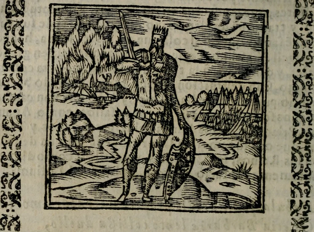 An illustration from Declaracion magistral sobre las Emblemas de Andres Alciato : con todas las historias, antiguedades, moralidad, y doctrina, tocante a las buenas costumbres : dedicadas a la muy noble insigne, leal, y coronada ciudad de Valencia, 1670, leaf 273